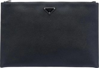 Prada Pre-owned Clutches, female, Black, Size: ONE SIZE Pre-owned Zip Pouch