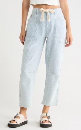 Vigoss Pinstripe Barrel Jeans in Light Wash at Nordstrom Rack, Size 26