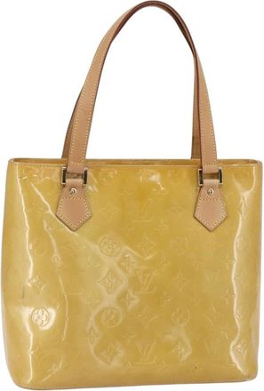 Louis Vuitton Houston Handbag Monogram Vernis Beige Patent_Leather Handbag (Pre-Owned)