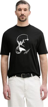 Karl Lagerfeld T-shirt met ronde hals - Heren - T-shirts - Zwart - S - Katoen - Tops