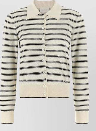 A.P.C. striped cotton polo-collar cardigan