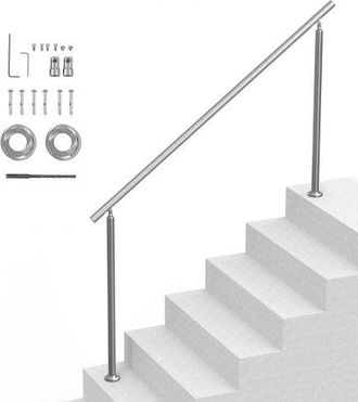 OEM Pasamanos De Escalera 180 Cm Barandilla De Escalera Para Escalones Exteriores De Acero Inoxidable Con Kit De Instalaci&oacute;n Barra De Agarre De Doble Colu