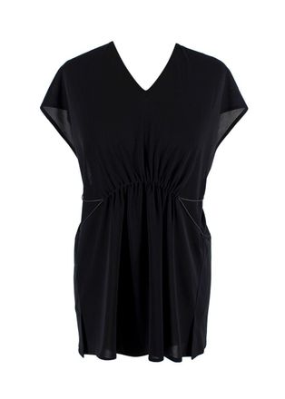 Alaia Black Crepe Ruched Blouse Size S