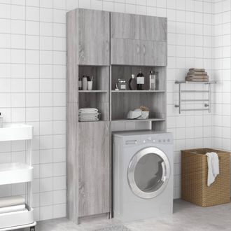 vidaXL Armario De Ba&ntilde;o Madera De Ingenier&iacute;a Gris Sonoma 32x25,5x190 Cm Vidaxl