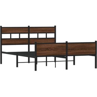 vidaXL Estructura De Cama Sin Colch&oacute;n Madera Marr&oacute;n Roble 140x200 Cm Vidaxl