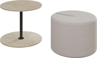 Hanah Home Tavolino vexana Con Poggiapiedi In Legno - 43 X 43 X 47 Cm - Travertino