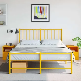 vidaXL Vidaxl - Mesitas De Noche 2 Uds Acero Amarillo Mostaza 34,5x39x44 Cm