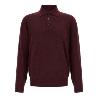Brunello Cucinelli Cashmere Knit Polo Shirt - male - Brunello Cucinelli - Polo Shirts - Red - 2XL - Tops