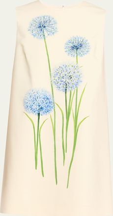 Oscar De La Renta Alliums-Print Sleeveless Mini Shift Dress