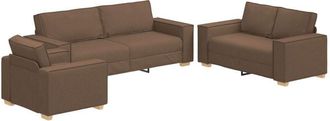 vidaXL Vidaxl - Sofa Set with Cushion 3 pcs Brown 220 x 78 x 84 cm Fabric