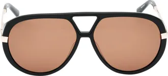 Abercrombie & Fitch 60mm Pilot Sunglasses in Shiny Black /Brown at Nordstrom