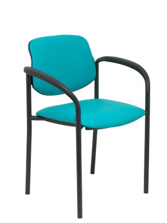 Piqueras y Crespo Silla Fija Styl Similpiel Verde Chasis Negro Con Brazos