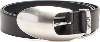 Diesel Polished Black Belt with Distinctive Oval Buckle