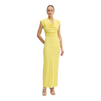 Fracomina Abito Lungo con Scollo a Cascata - - Dresses - Donna - Giallo - L