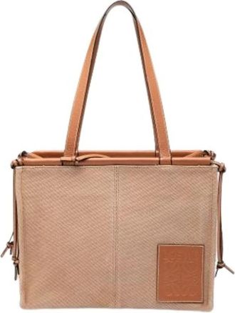 Loewe Pre-owned Canvas Tote Bag - Dames - Vintage Shopper - Beige - ONE Size - Leer - Vintage