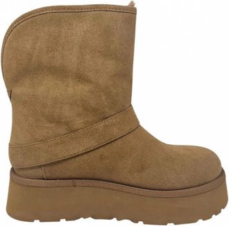 Guess Dolsay Suede Enkelboot - Dames - Enkellaarsjes - Beige - 39 EU - Polyester - Schoenen