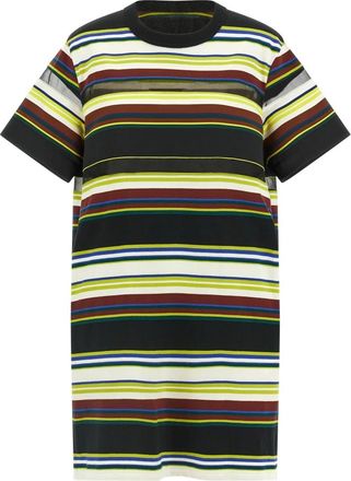 sacai Spun Organza x Katoenen Jersey Jurk - Dames - Korte kleedjes - Veelkleurig - L - Katoen - Kleedjes