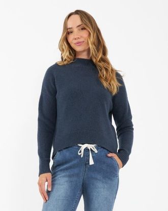 Ripe Jade Crop Nursing Knit Denim Marle at Nordstrom, Size X-Large Au