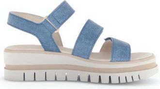 Gabor Blauwe Leren Sandaal - Lente Collectie - Dames - Sandalen - Blauw - 36 EU - Leer - Schoenen