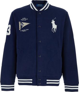 Polo Ralph Lauren Big Pony Fleece Baseball Jacket - Heren - Bomber jackets - Blauw - XL - Katoen - Jassen