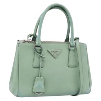 Prada Pre-owned Handbags, female, Green, Size: ONE SIZE Pre-owned Vintage Saffiano Leather Hand Bag