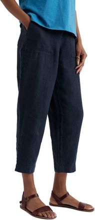 Seasalt Cornwall Saltings Cropped Linen Pants in Maritime at Nordstrom, Size 10