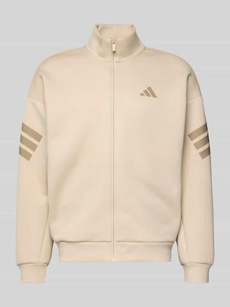 adidas Regular Fit Sweatjacke mit Stehkragen in Beige, Gr&ouml;&szlig;e XL
