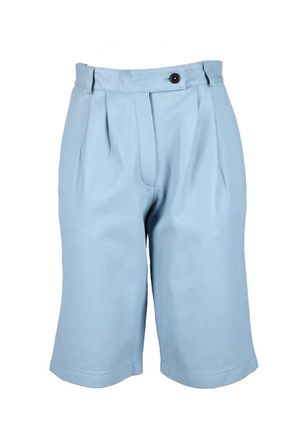 L'autre Chose Leather Bermuda Shorts - Light Blue
