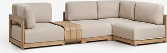 Sklum Sof&aacute; Modular Rinconera De Jard&iacute;n De 4 Piezas Y Mesa Auxiliar En Madera De Acacia Brivori Sklum