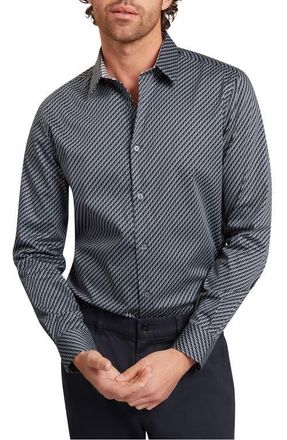 Ted Baker Grelish Slim Fit Geo Print Stretch Cotton Button-Up Shirt in Teal-Blue at Nordstrom, Size 3