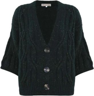 Kocca Cardigan met knopen en vleermuismouwen - Dames - Vesten - Groen - L - Leer - Truien & Vesten