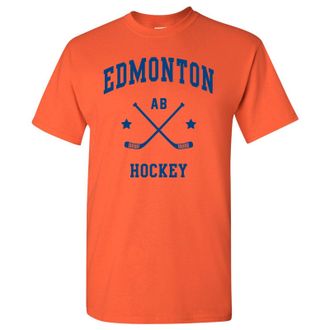 UGP Campus Apparel Classic Hockey Arch Basic Cotton T-Shirt - Orange - Large