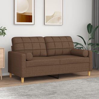 vidaXL Sof&aacute; De 2 Plazas Con Cojines Tela Marr&oacute;n 140 Cm Vidaxl