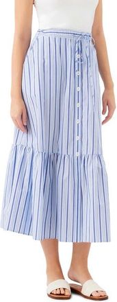 Karen Kane Stripe Tiered Cotton Skirt in Blue at Nordstrom, Size X-Large