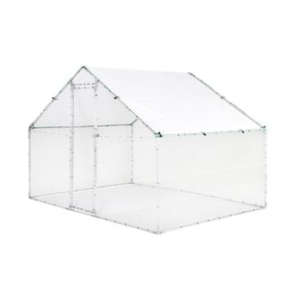 Sweeek Gallinero y aviario de acero galvanizado, gris et vert