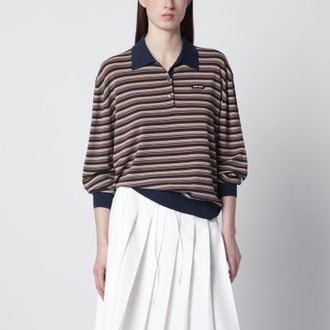 Miu Miu Brown striped wool polo shirt
