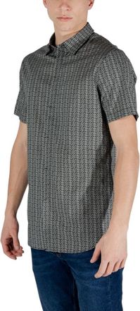 A|X Armani Exchange Geometric-Patterned Cotton Shirt - Black