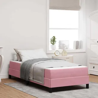 vidaXL Letto Box Spring Con Materasso Rosa 100 X 200 Cm Velluto - Vidaxl