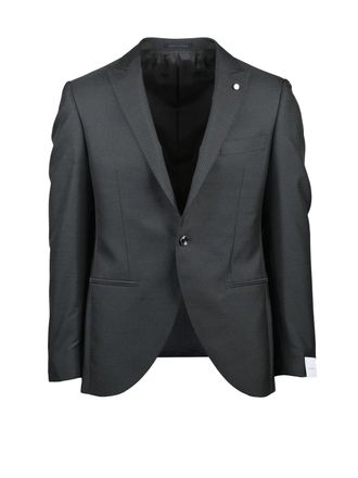 Lubiam Half-Tight Grey Jacket with Notched Lapel and Textured Pattern