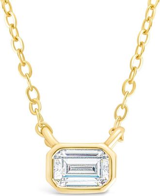 Sterling Forever Emerald Cut Cubic Zirconia Pendant Necklace in Gold at Nordstrom