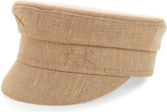 Ruslan Baginskiy Linen & Wool Blend Newsboy Cap in Natural Straw at Nordstrom, Size X-Small