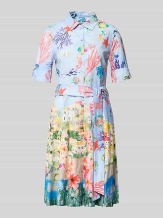 robe l&eacute;g&egrave;re Hemdblusenkleid mit Bindeg&uuml;rtel in Hellblau, Gr&ouml;&szlig;e 34