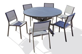 DCB Garden Conjunto de comedor 6 pl aluminio con extensi&oacute;n mariposa