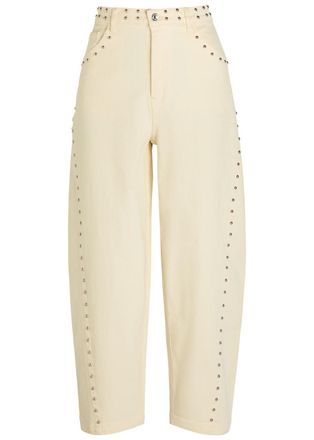 Never Fully Dressed Studded Barrel-leg Jeans - Ecru - 10 (UK10 / S)