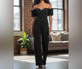 Xscape Elegant Off-Shoulder Jumpsuit In Black