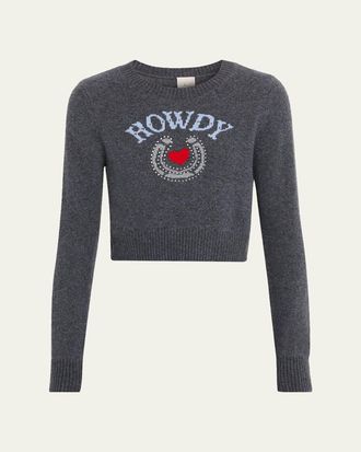 Cinq &agrave; Sept Cropped Graphic Howdy Sweater