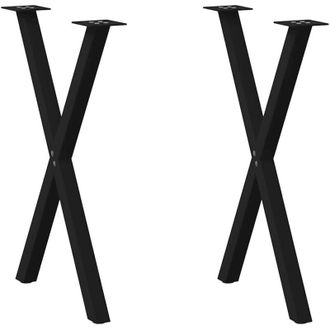 vidaXL Vidaxl - Patas Para Mesa De Comedor En Forma De X (2 Unidades), Color Negro, 57 X (72-73) Cm, Acero