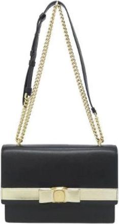 Ferragamo Pre-owned Shoulder Bags, female, Black, Size: ONE SIZE Pre-owned Leather Shoulder Bag
