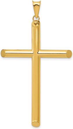 Diamond2Deal 14k Yellow Gold 3-D Polished Hollow Cross Pendant