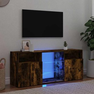vidaXL Vidaxl - Mueble De Tv Con Luces Led Roble Ahumado 120x30x50 Cm